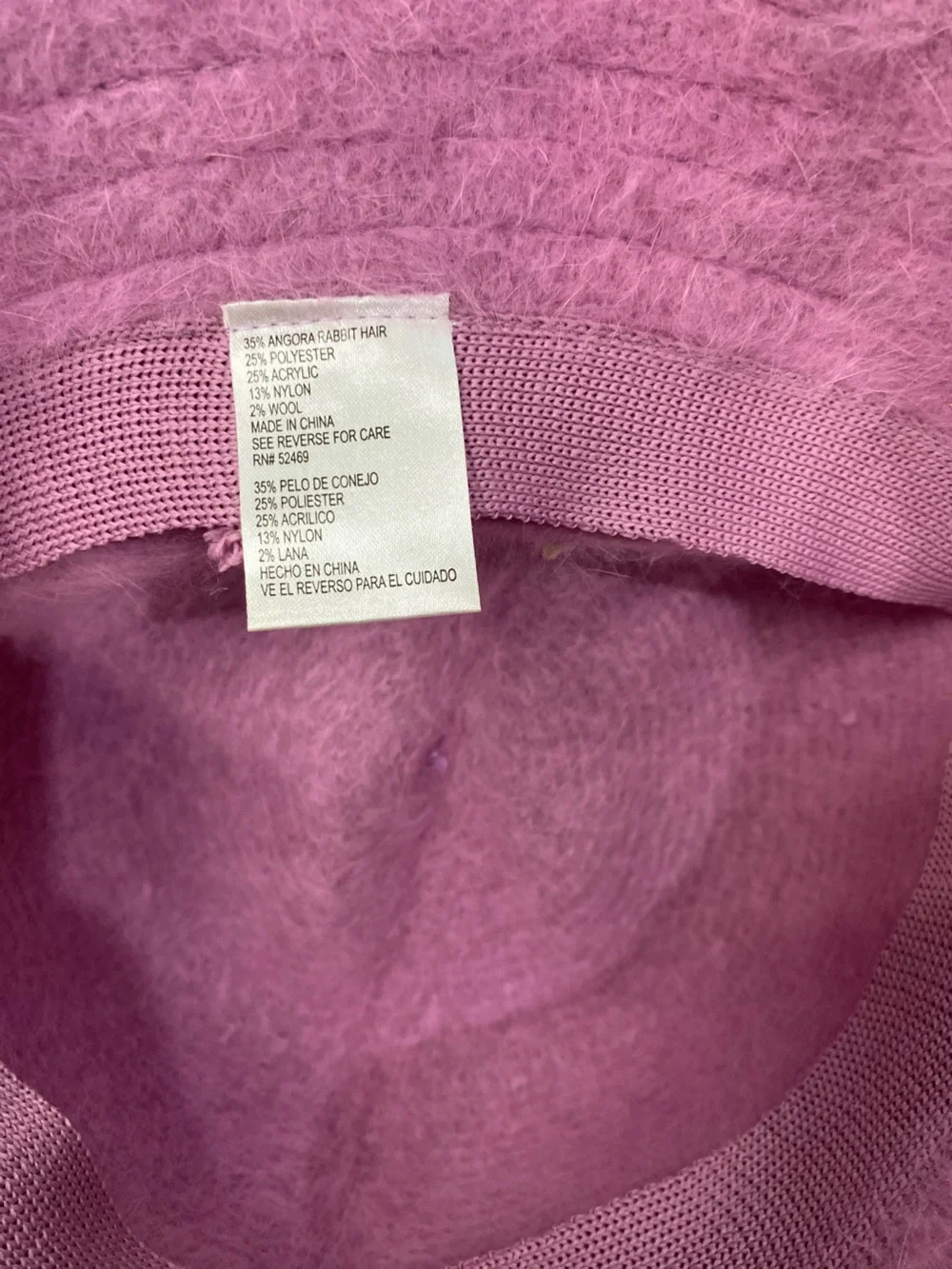 Angora Blend Bucket Hat Pink Fuzzy One Size Y2K 00s Streetwear